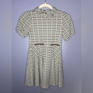 Janie and Jack White and Green A-Line Puff Sleeve Dress‎